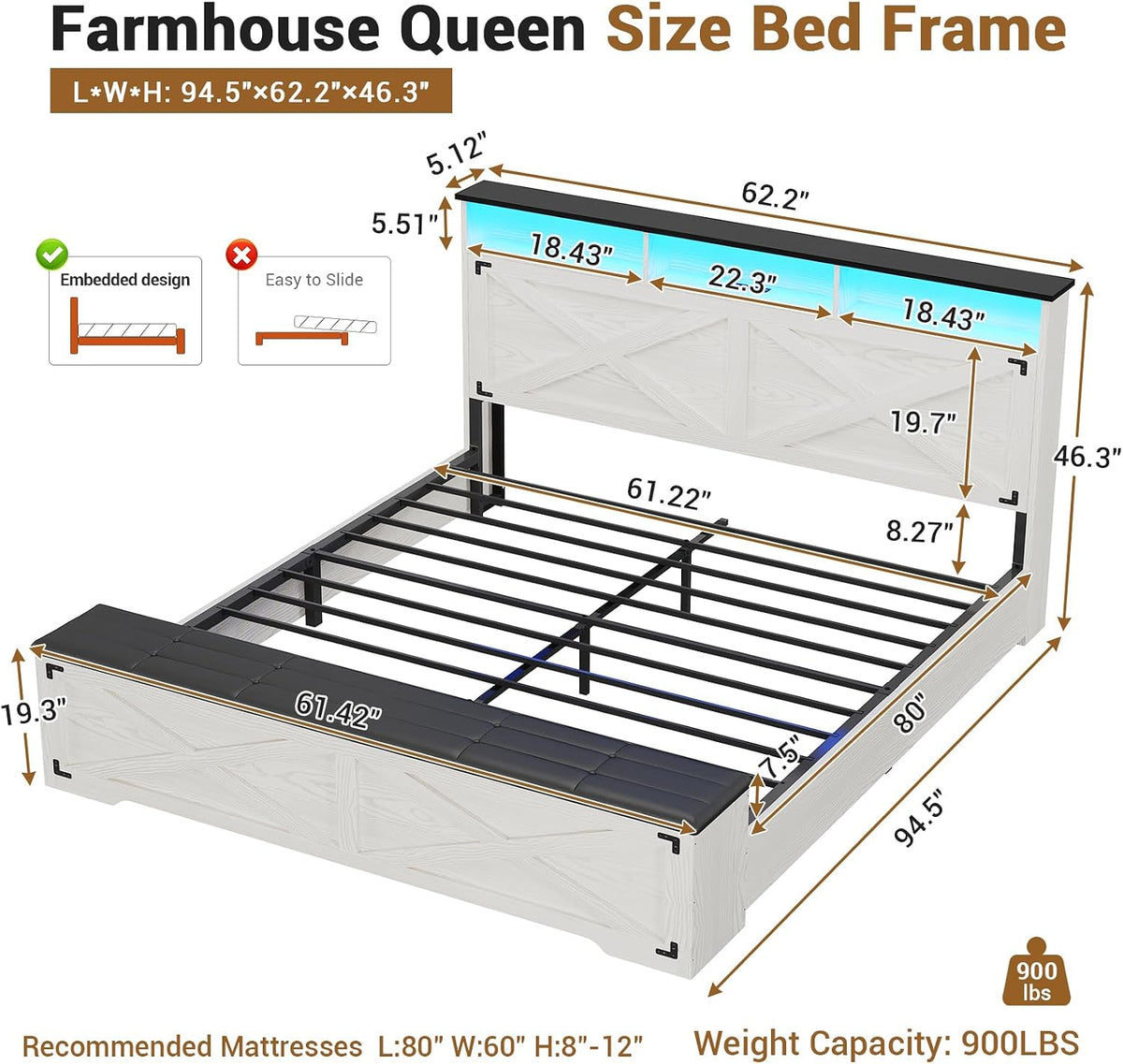 hasuit queen size bed frame with storage ottoman shown in use