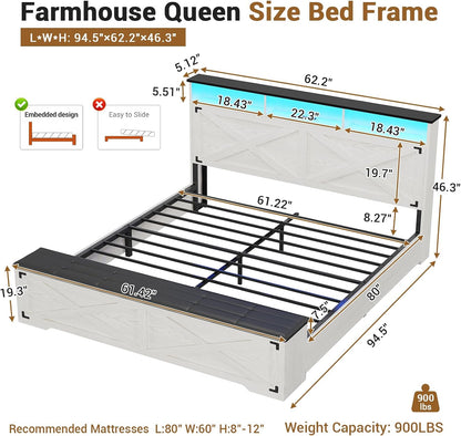 hasuit queen size bed frame with storage ottoman shown in use