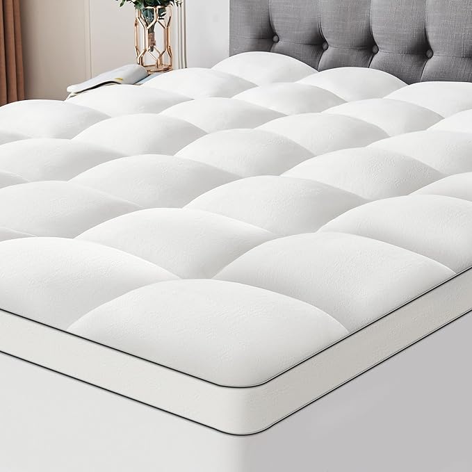 Ultra Soft Coral Fleece King Size Mattress Topper, No Compression Plush Thick by SurChic
