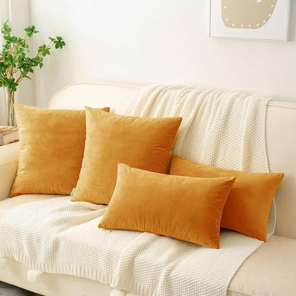 HWY 50 Orange Velvet Throw Pillow Covers 18x18 Inch - Image 5