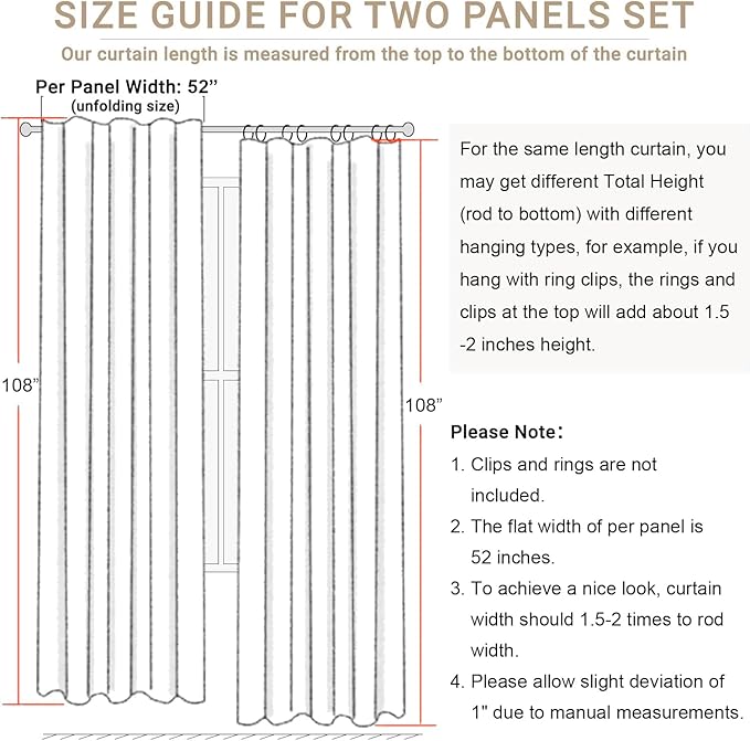 DANCURTON 108 Inch Curtains 2 Panel Set Light Blue Linen Floor to Ceiling - Image 9