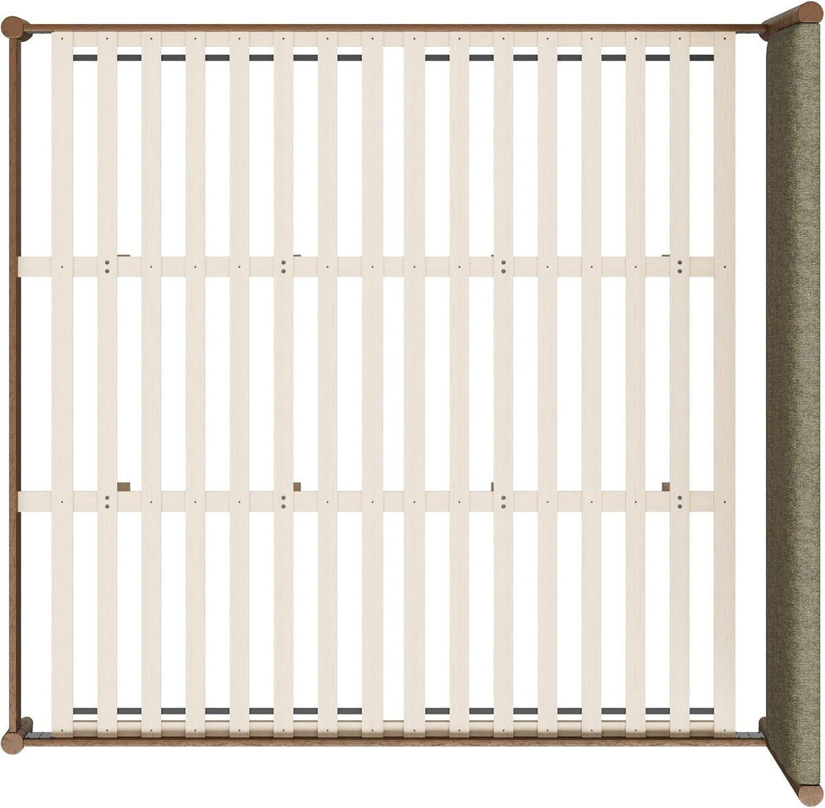 kislot wood bed frame with upholstered headboard, sage, view 10