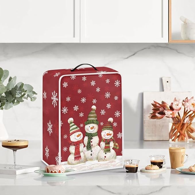 Christmas Coffee Maker Cover, Cute Snowman Coffee Dust Cover, Xmas Mixer - Image 3