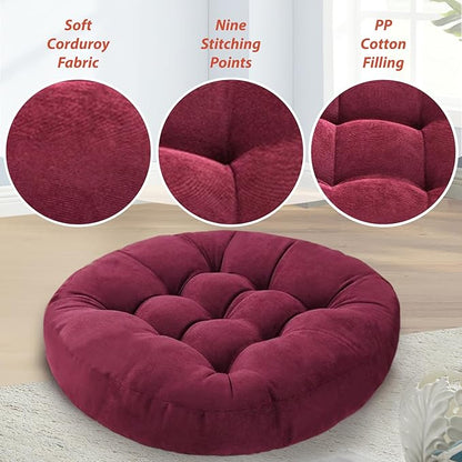 Meditation Floor Pillow Set of 2 Large Round Floor Cushions - Image 3