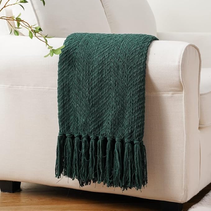 BATTILO HOME Forest Green Throw Blanket Couch, Knit Christmas Throw Blanket - Image 4