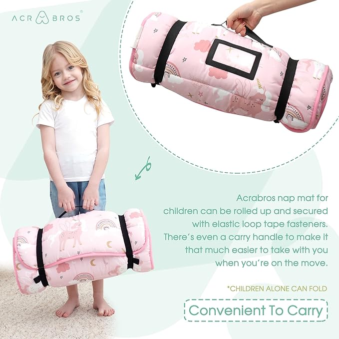 ACRABROS Toddler Nap Mat with Pillow and Blanket, Extra Large Rolled Napping - Image 6