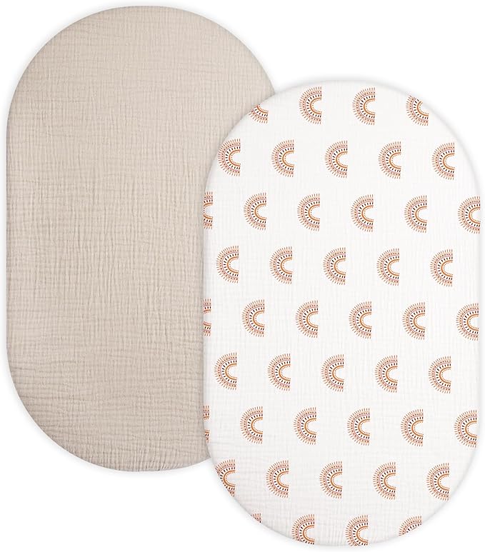 Bassinet Sheet for Baby Boy and Girl 2 Pack, Fitted Sheets for Rectangle by Meowcards