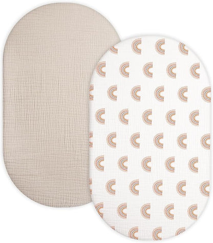 Bassinet Sheet for Baby Boy and Girl 2 Pack, Fitted Sheets for Rectangle by Meowcards