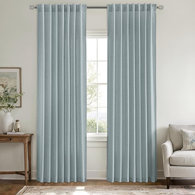 MIULEE Non-See-Through Privacy Linen Curtains 2 Panels, Light Filtering Window - Image 3