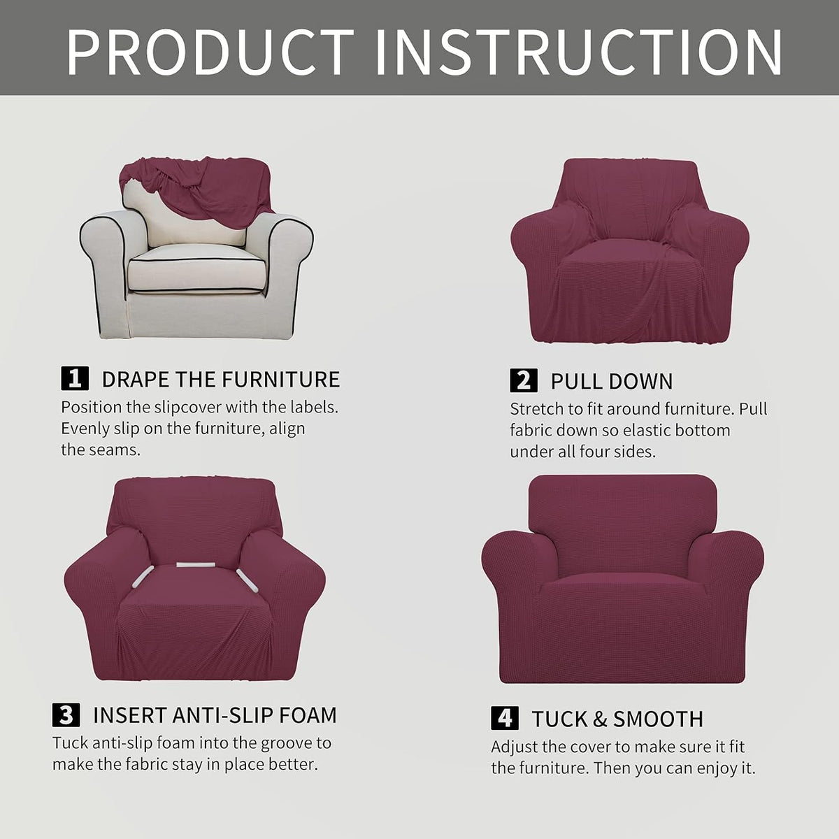 easy-going stretch oversized chair slipcover with arm washable, package contents