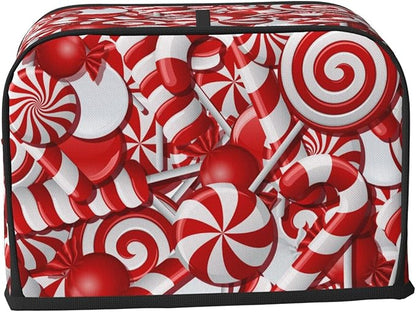 Red And White Christmas Candy Canes 2 Slice Toaster Cover, Waterproof Toaster - Image 3