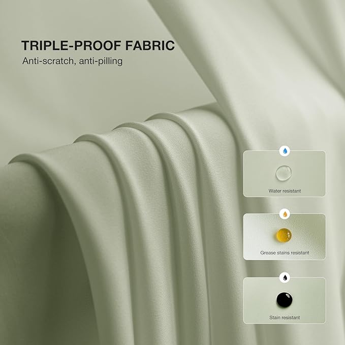 Anmao Non-See-Through Sage Green Privacy Semi Sheer Curtains - Image 3