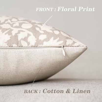Foindtower Set of 2 Decorative Neutral Floral Throw Pillow Covers Accent - Image 2
