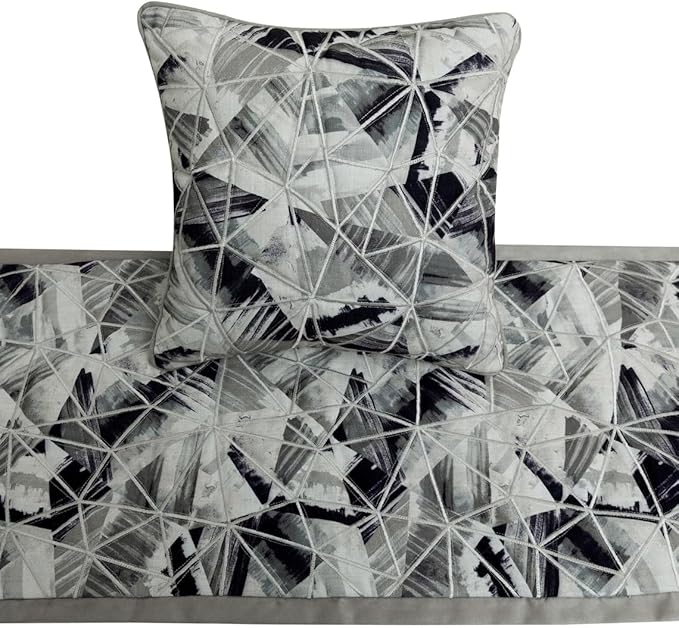 The HomeCentric King/Queen/Twin Grey Decorative King 90"x18" Bed Runner - Image 2