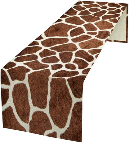 Giraffe Skin Print Table Runner Kids Wild Animals FurRustic Farmhouse Brown by ShiTingYu