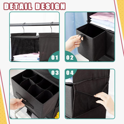 6-shelf hanging closet organizer with 5 drawers, non-woven, package contents