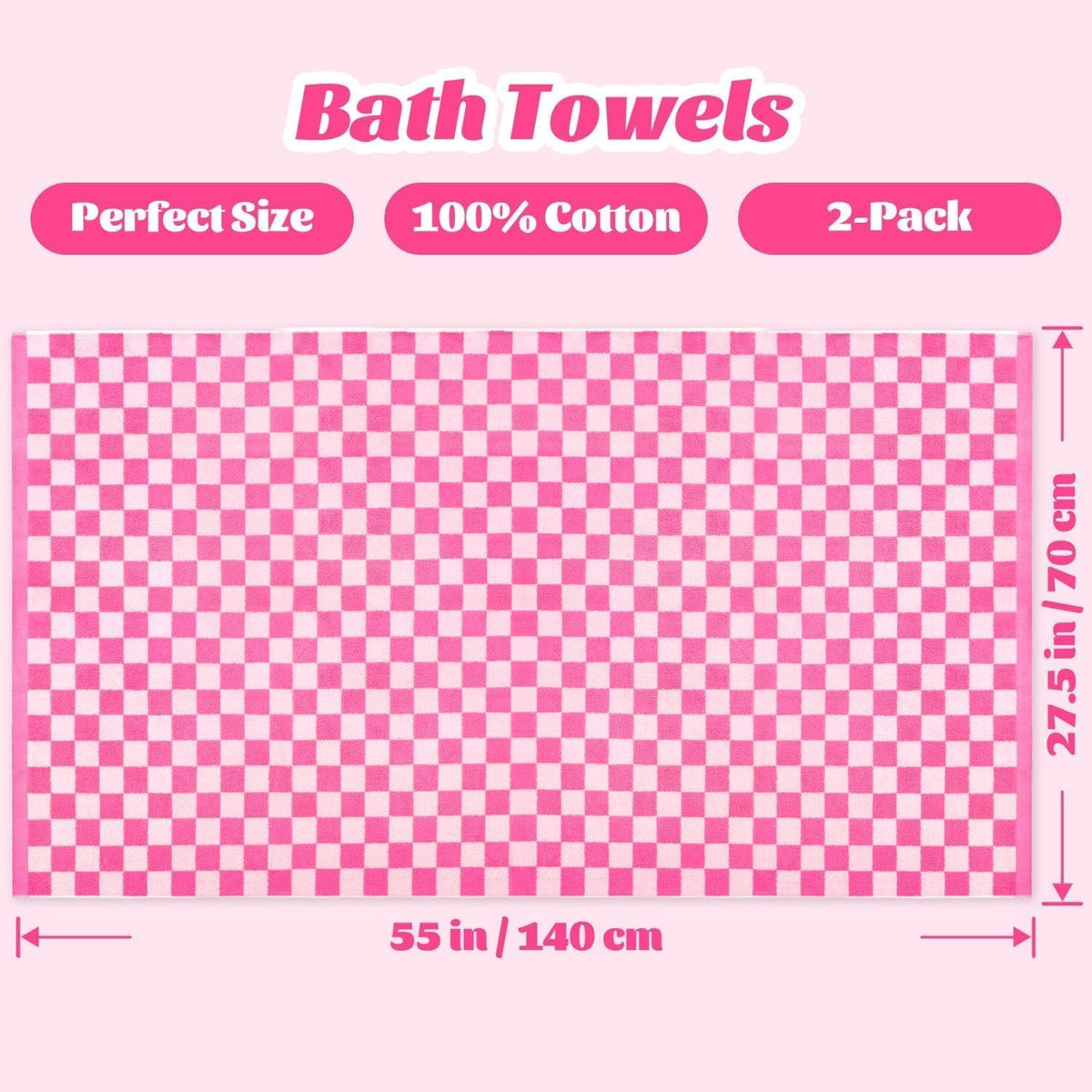 jacquotha hot-pink checkered cotton bath towels set of, package contents