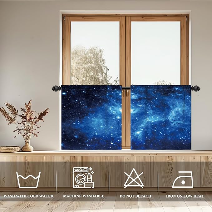 Renaiss 26 x 36 Inch Galaxy Kitchen Curtains Tiers - Image 3