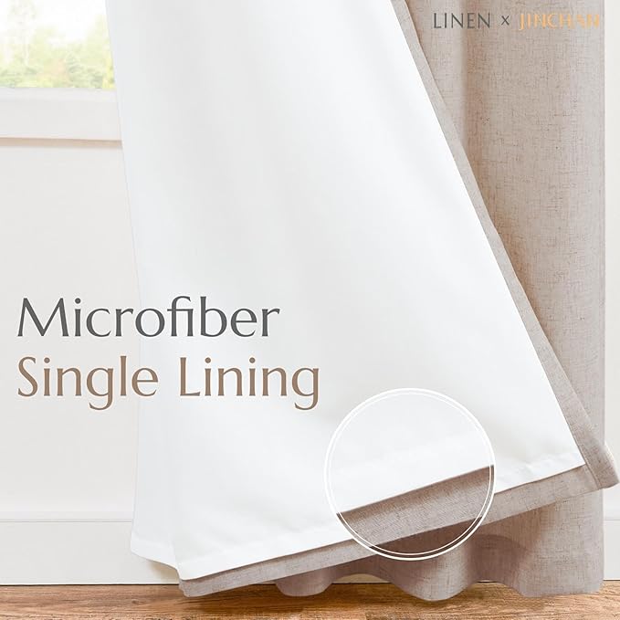 jinchan Taupe Linen Blend Curtains - Image 3