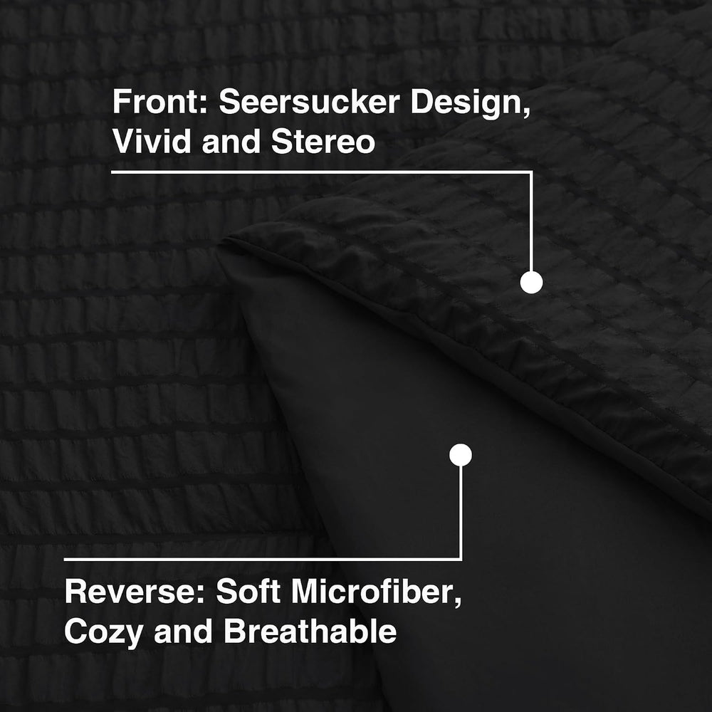 Love's cabin Seersucker Black Full Comforter Set (7-Piece)