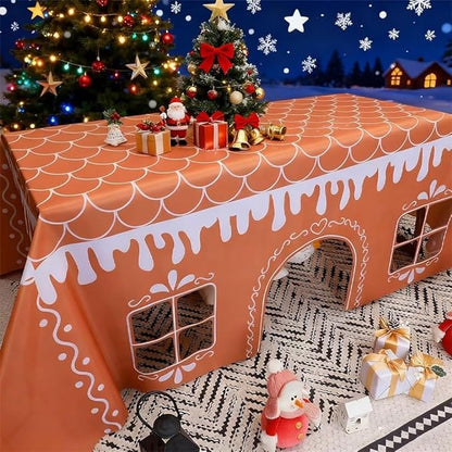 Gingerbread House Christmas Tablecloth, Reusable Waterproof Stain-Resistant - Image 5