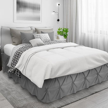 Nestl Dark Grey Bed Skirt Queen Size, Pinch Pleat Queen Bed Skirt, Hotel - Image 3