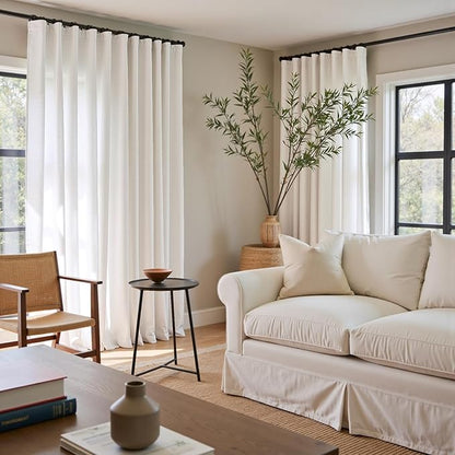 jinchan Linen Blend Curtain 120 inch Extra Long 1 Panel Extra Long - Image 6
