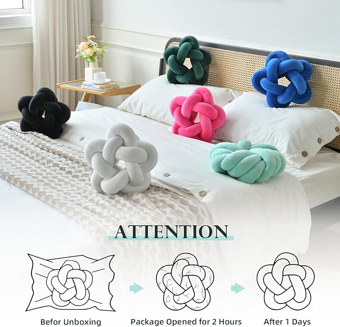 Knot Plush Throw Pillow Handmade Knotted Star Pillow Soft Sofa Lumbar Cushion - Image 3