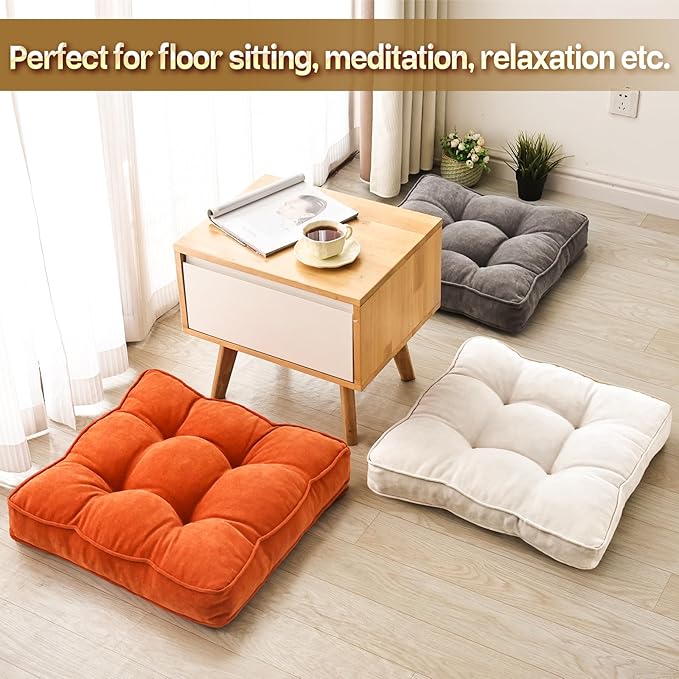 Floor Pillow Set of 2, Memory Foam Floor Cushions - Image 5