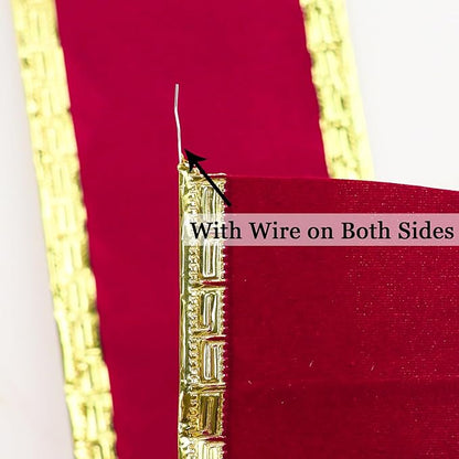 MEEDEE Burgundy Velvet Ribbon 2.5 Inch Dark Red Christmas Ribbon 10 Yards - Image 3