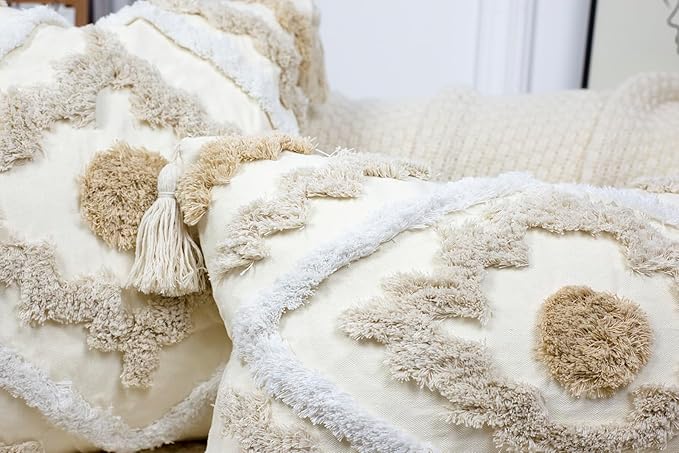 Decorative Farmhouse Throw Pillow Covers 20 x 20, Modern Neutral Couch Pillow - Image 3