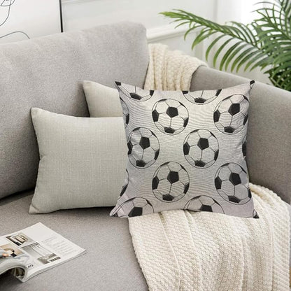 TKS MITLAN Sport Football Pattern Pillow Cover 18x18 inch Black White Soccer - Image 5