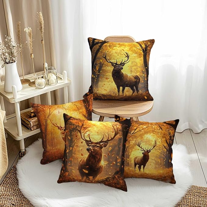 Throw Pillow Covers for Couch or Bed | 18x18 Set of 4 Pillow Cases for Fall or - Image 3