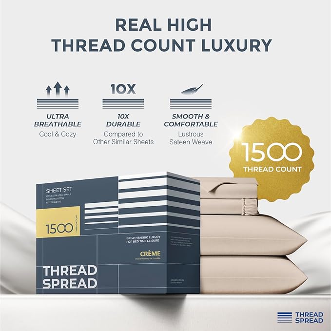 THREAD SPREAD Egyptian Cotton Sheets King Size - Image 2
