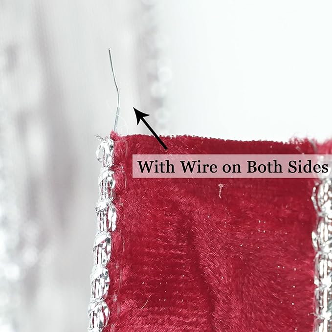 MEEDEE Red and Silver Velvet Ribbon - Image 4