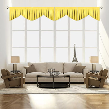 Brilliant Yellow Valances for Windows， Rod Pocket Blackout Valance for Living by OYRING