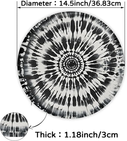 Black White Tie Dye Round Chair Cushions - Image 3