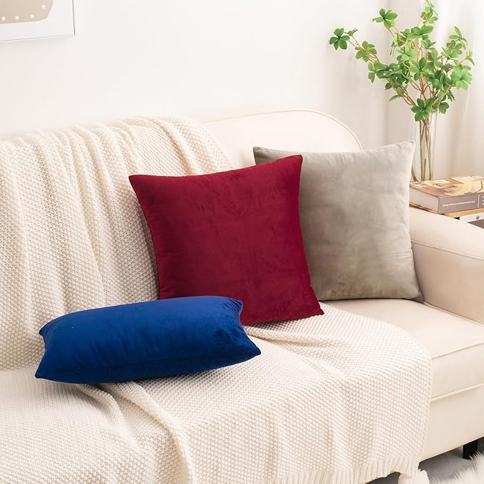 HWY 50 Taupe Velvet Rectangular Throw Pillow Covers 12x20 Inch - Image 5