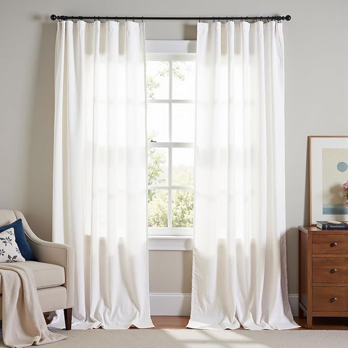jinchan Linen Blend Curtains 96 inch Length 2 Panels by JINCHAN