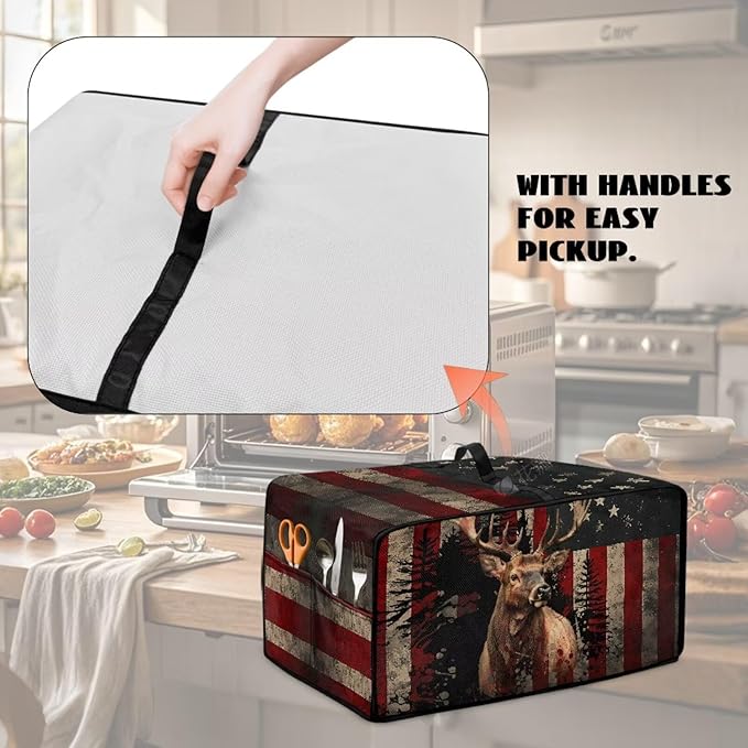Vintage Deer Elk Print Microwave Oven Cover Waterproof Dust Cover - Image 5