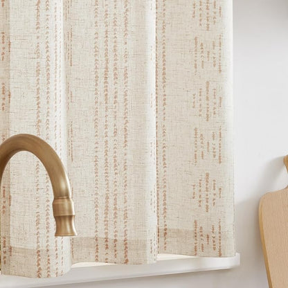 jinchan Boho Kitchen Linen Tier Curtains 30 Inch Bohemian Cafe Curtains - Image 9