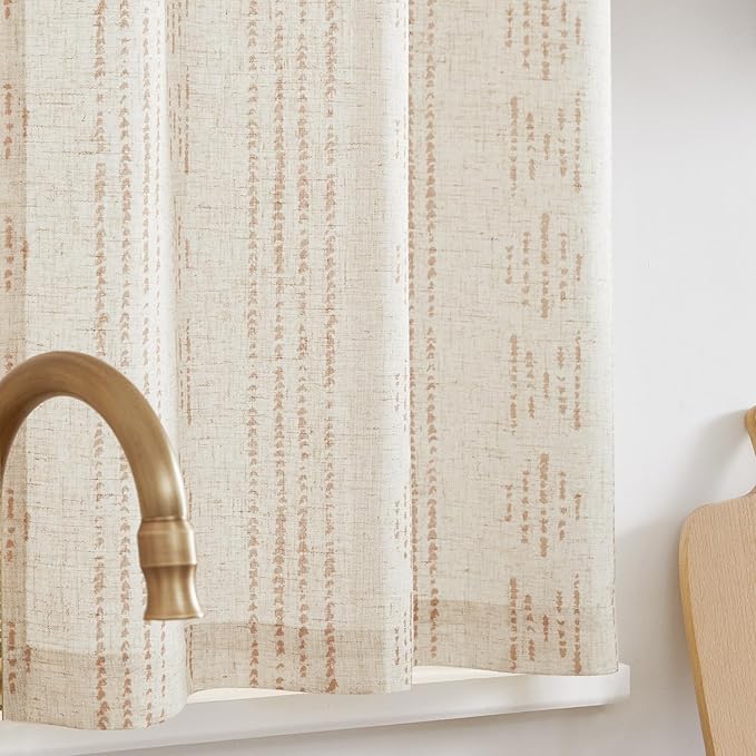 jinchan Boho Kitchen Curtains Linen Tier Curtains 36 Inches Bohemian Cafe Small - Image 9