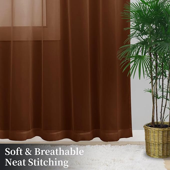 Sheer Curtains 84 Inches Long 2 Panels, Rod Pocket Short Curtain - Image 8