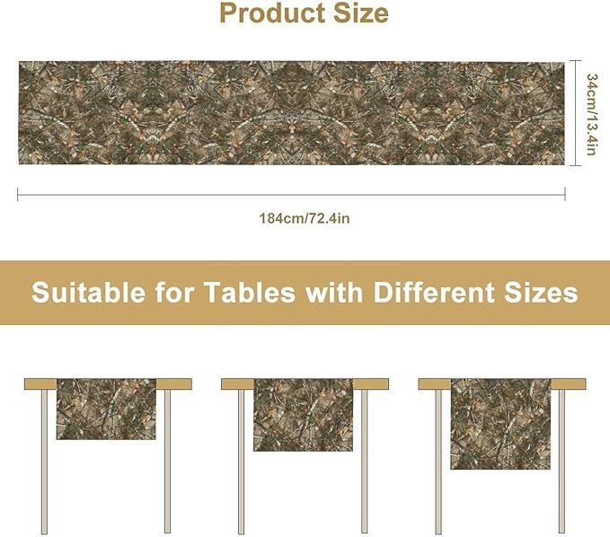 Oak Table Runner, Forest Green Camouflage Design Table Runner - Image 7