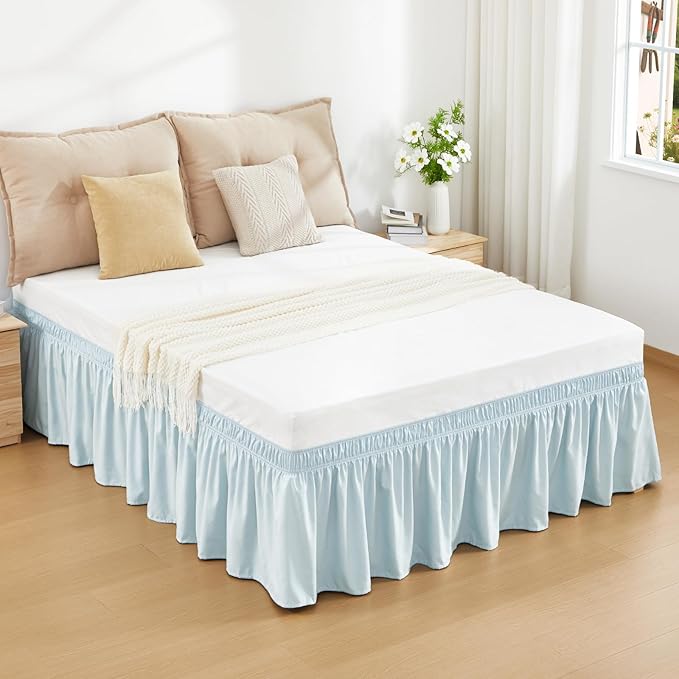 RIMELA Grayish Blue Bed Skirt Queen Size 18 Inch Drop, Wrap Around Elastic - Image 8