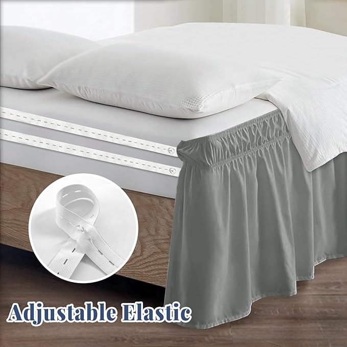 King Bed Skirt, Elastic Wrap Around Bed Skirt King Size, Bed Skirts - Image 4