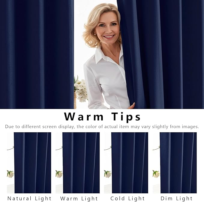 Linen 100% Blackout Curtains for Bedroom, Back Tab/Rod Pocket Curtain for - Image 6
