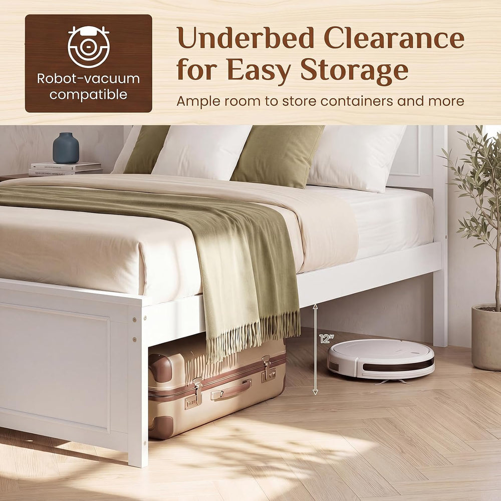 GIANTEX Queen Size Bed Frame with Headboard, White