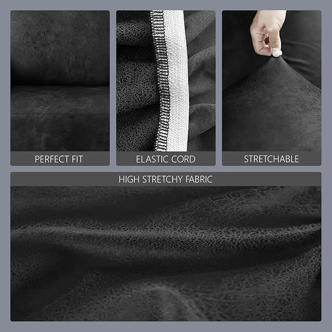 molasofa Leather Like Stretch Futon Slipcover Armless Futon Bed Sofa Cover - Image 4