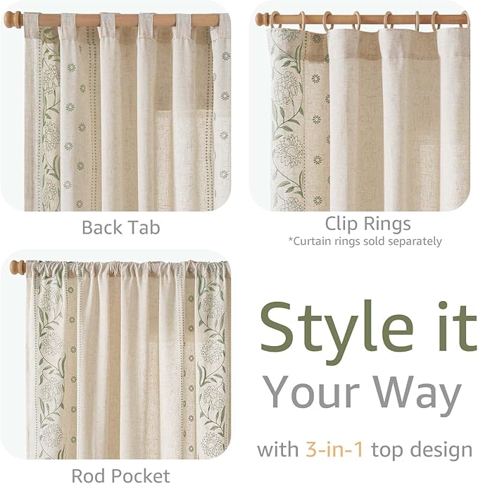 jinchan Winslow Linen Curtains for Bedroom 108 Inches Length Embroidered - Image 6
